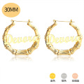 Shangjie OEM Custom name stainless steel bamboo earrings earing 18k gold plated stainless steel earrings